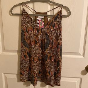 Adrienne Multicolor Printed Tank Top in Brown, Black, Pink